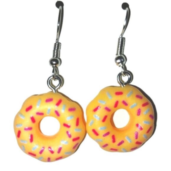 Hand crafted doughnut dangle earrings - Picture 1 of 6